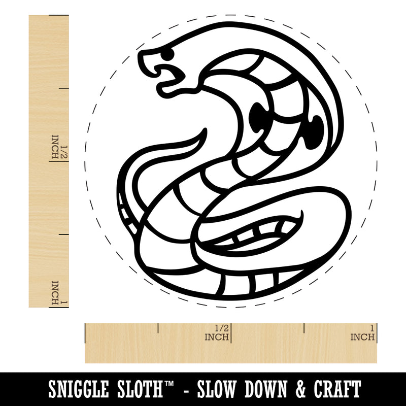 Coiled Cobra Snake Rubber Stamp for Stamping Crafting Planners