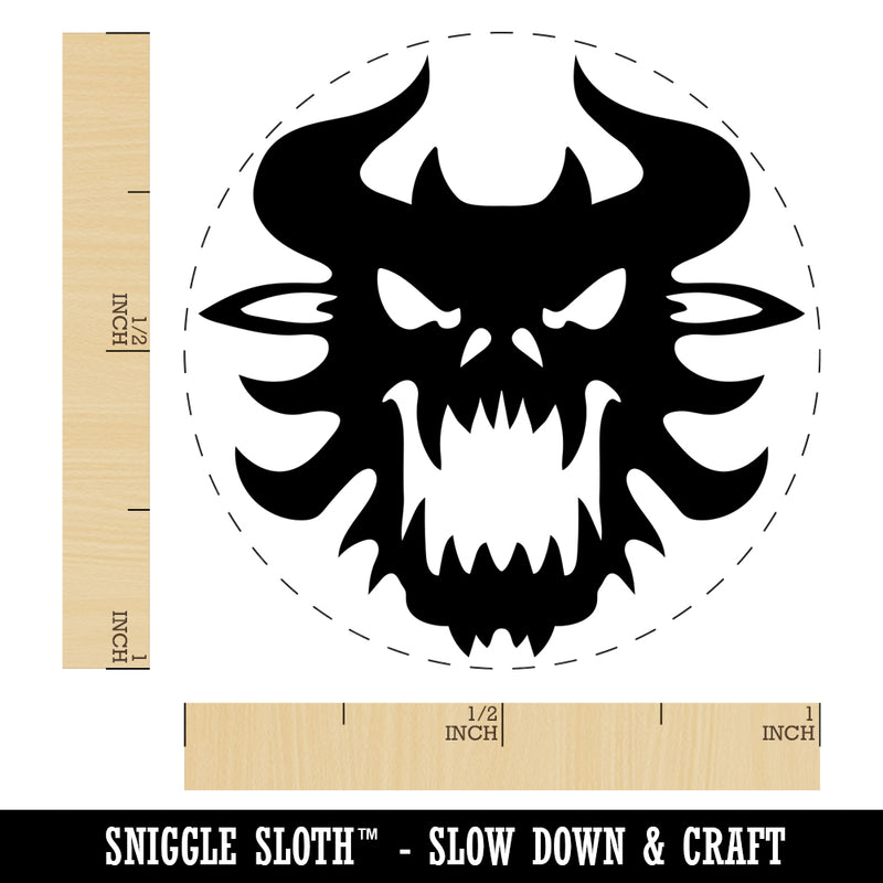 Horned Monster Demon Head Rubber Stamp for Stamping Crafting Planners