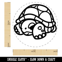 Shy Turtle Hiding in Shell Rubber Stamp for Stamping Crafting Planners
