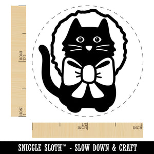 Cat in Christmas Wreath Rubber Stamp for Stamping Crafting Planners