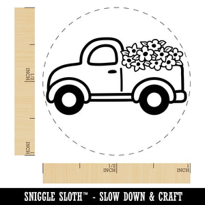 Cute Truck with Flowers Rubber Stamp for Stamping Crafting Planners