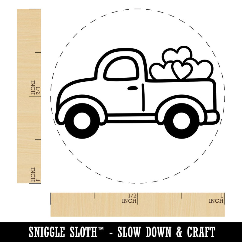 Cute Truck with Hearts Rubber Stamp for Stamping Crafting Planners