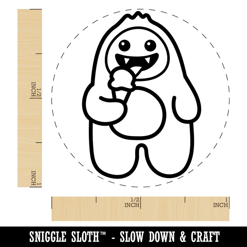 Yeti Abominable Snowman Eating Ice Cream Rubber Stamp for Stamping Crafting Planners