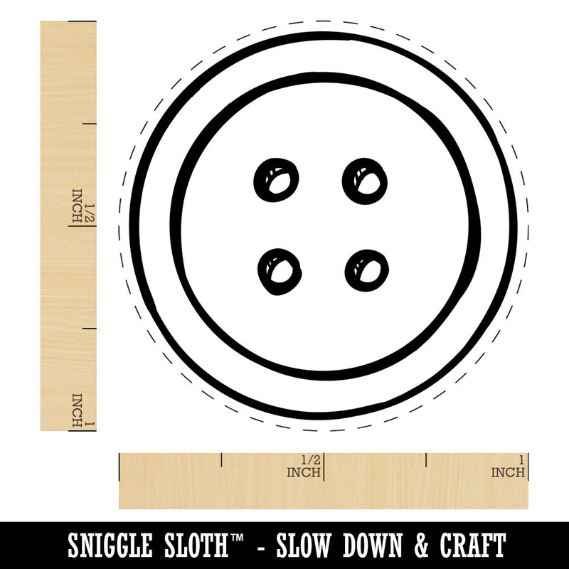 Hand Drawn Button Four Holes Sew Sewing Rubber Stamp for Stamping Crafting Planners