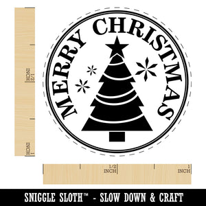 Merry Christmas Holiday Evergreen Tree Rubber Stamp for Stamping Crafting Planners