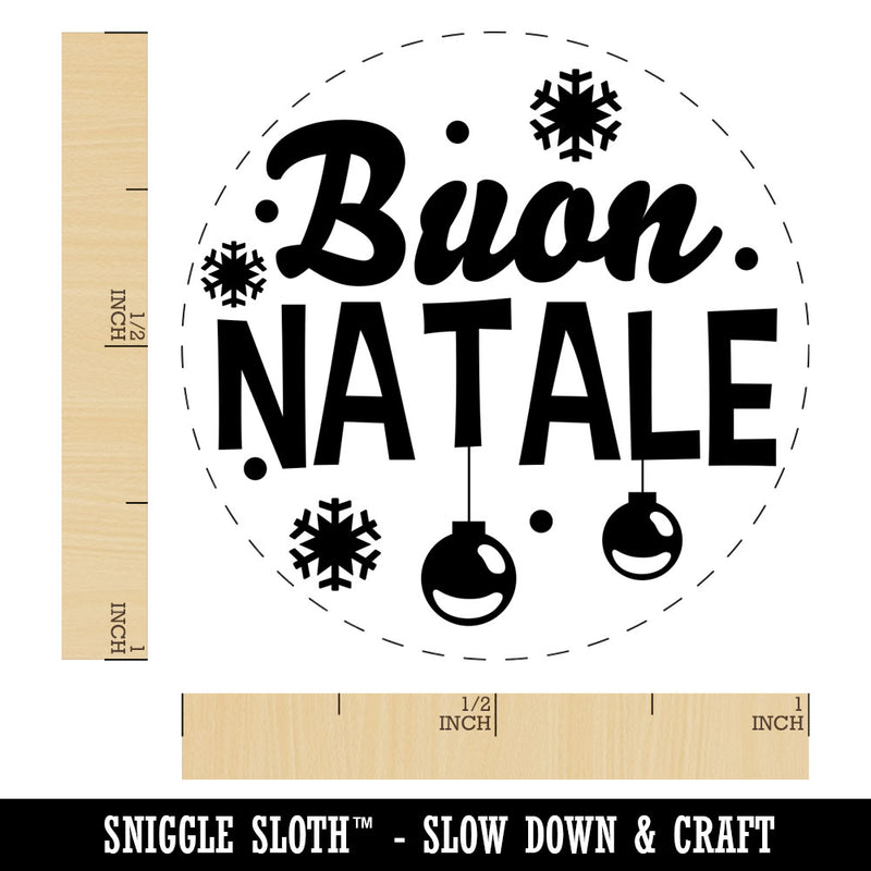 Buon Natale Italian with Christmas Ornaments and Snowflakes Rubber Stamp for Stamping Crafting Planners