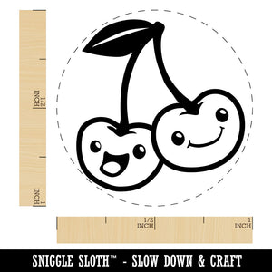 Couple of Cute and Kawaii Cherry Buddies Cherries Rubber Stamp for Stamping Crafting Planners