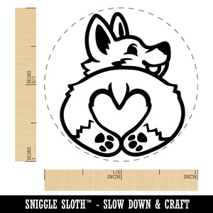 Cute Corgi with a Heart Butt Rubber Stamp for Stamping Crafting Planners