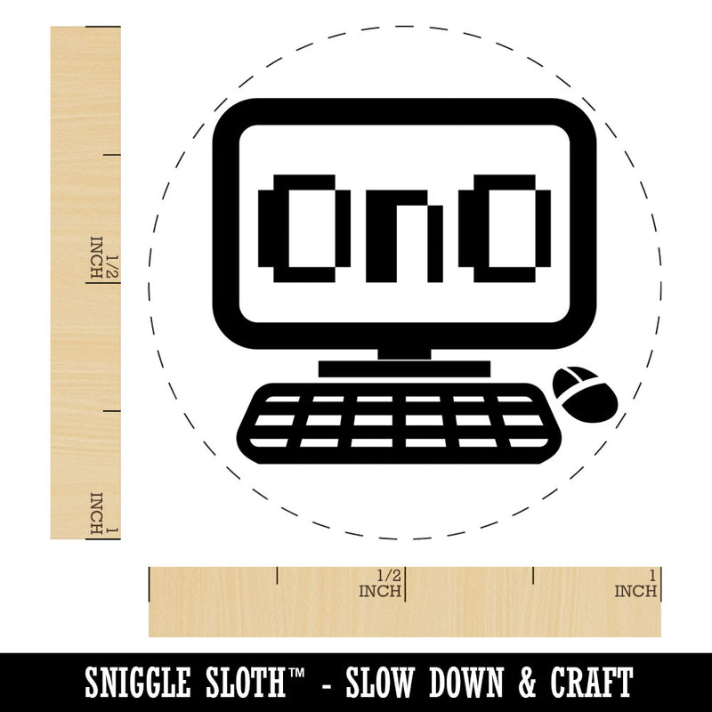 Frowning Kawaii Computer Face Emoticon Rubber Stamp for Stamping Crafting Planners