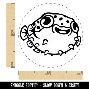 Happy Little Pufferfish Rubber Stamp for Stamping Crafting Planners