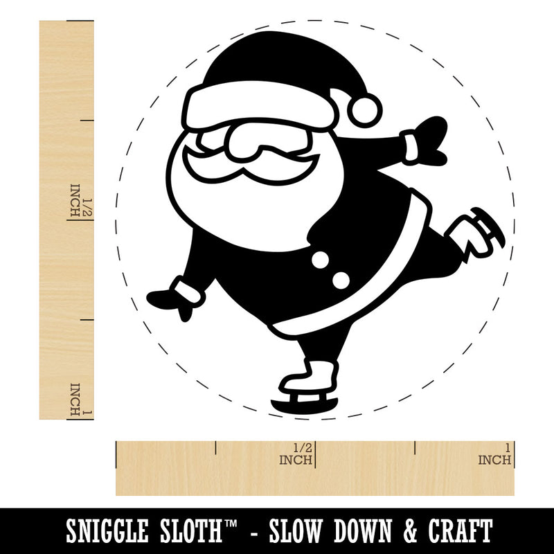 Ice Skating Christmas Santa Claus Rubber Stamp for Stamping Crafting Planners