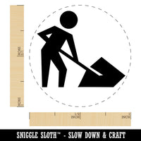 Man with Shovel Construction Zone Sign Rubber Stamp for Stamping Crafting Planners