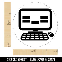 Tired Kawaii Computer Face Emoticon Rubber Stamp for Stamping Crafting Planners