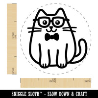 Cat Smart with Glasses and Bowtie Rubber Stamp for Stamping Crafting Planners