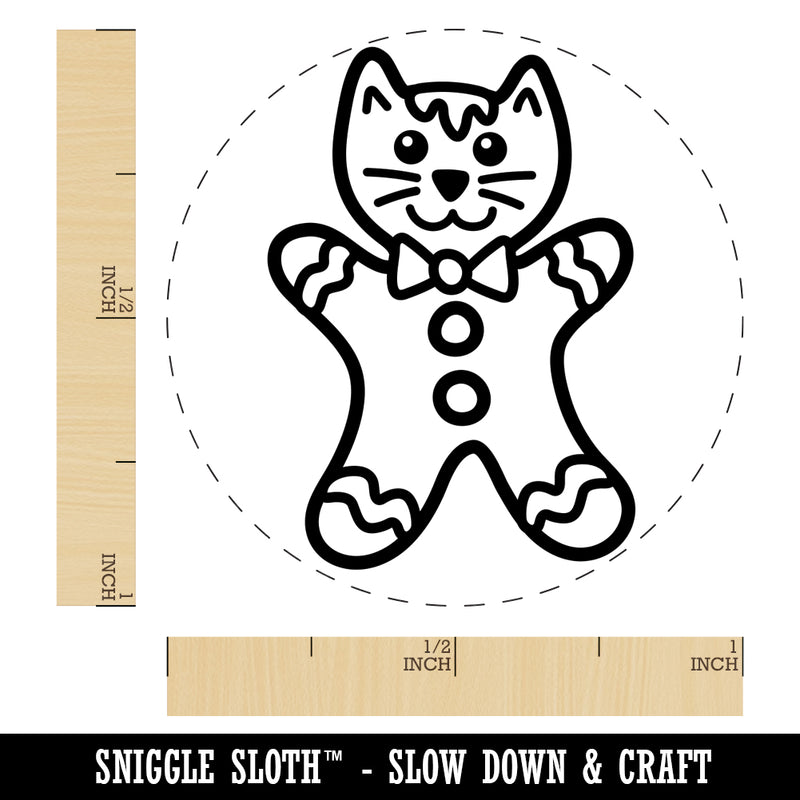 Christmas Gingerbread Cat Rubber Stamp for Stamping Crafting Planners