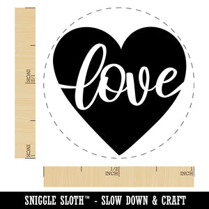 Love Script in Heart Rubber Stamp for Stamping Crafting Planners