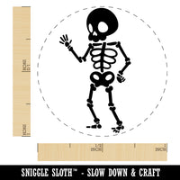 Cute Skeleton Waving Rubber Stamp for Stamping Crafting Planners
