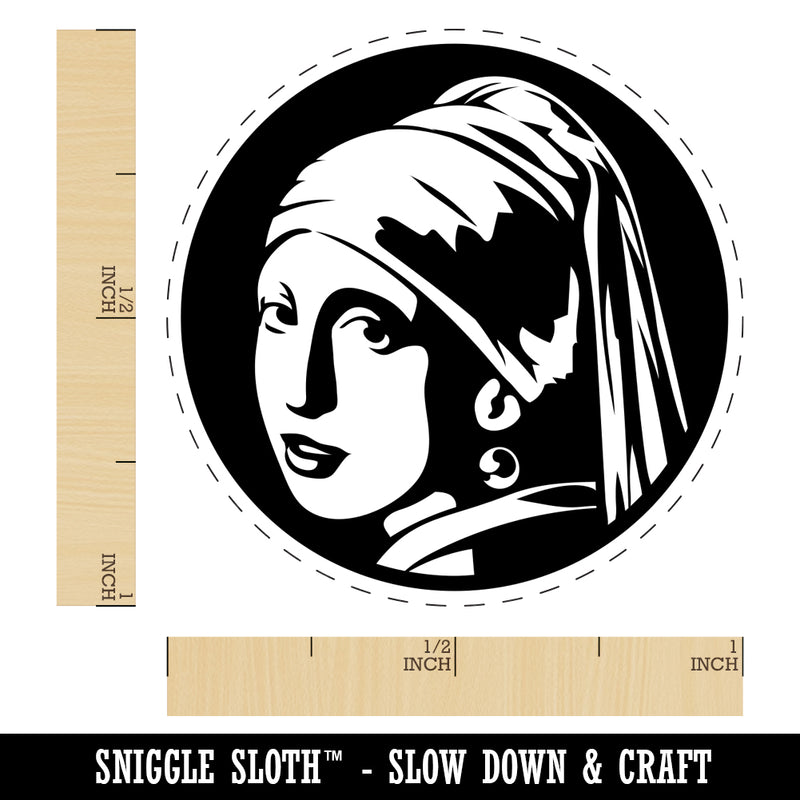 Girl with a Pearl Earring Painting by Johannes Vermeer Rubber Stamp for Stamping Crafting Planners