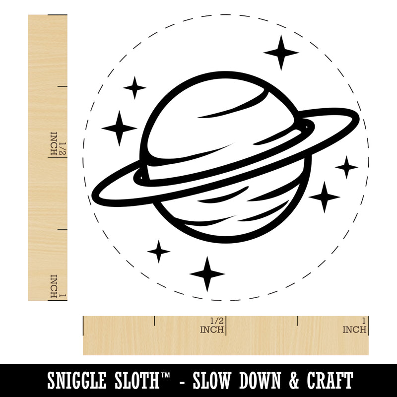 Saturn Planet with Rings and Stars Rubber Stamp for Stamping Crafting Planners