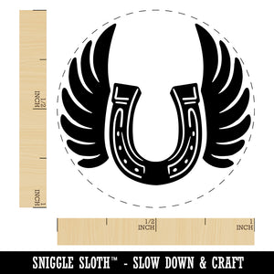 Angel Wings on Horseshoe Loss of Pet Horse Rubber Stamp for Stamping Crafting Planners