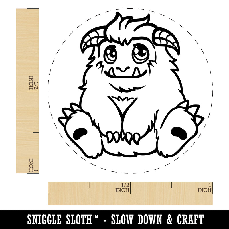 Chibi Sitting Yeti Abominable Snowman Rubber Stamp for Stamping Crafting Planners