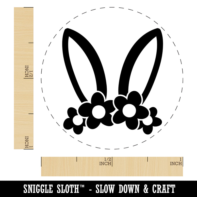 Easter Bunny Ears with Flower Crown Rubber Stamp for Stamping Crafting Planners