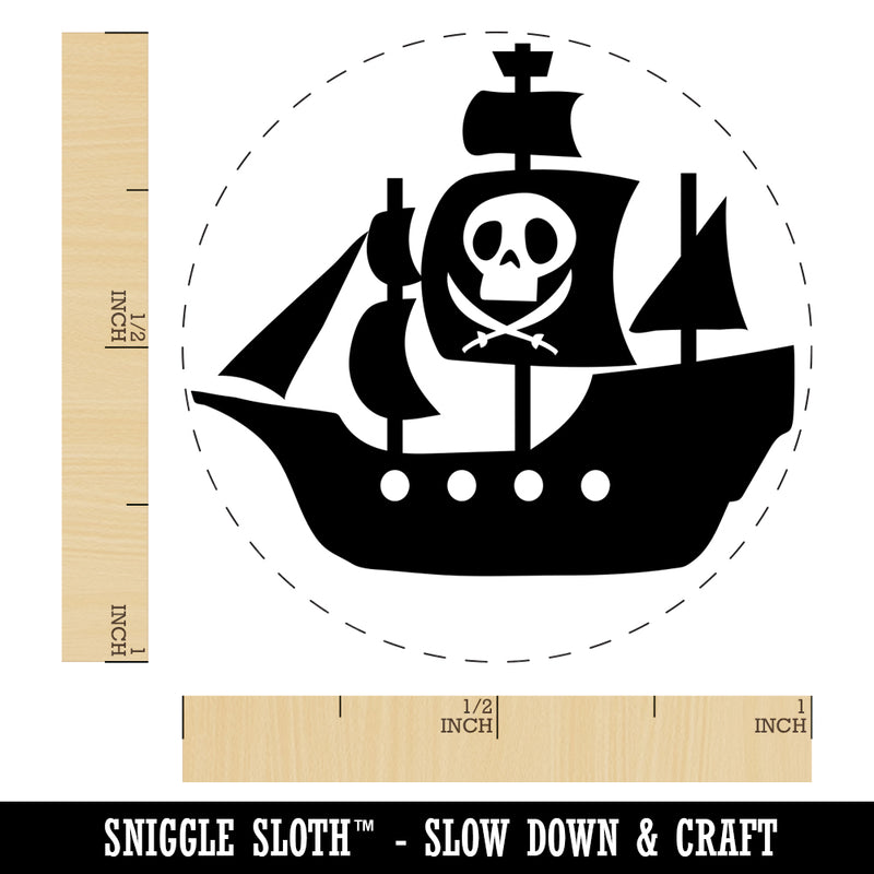 Pirate Ship with Jolly Roger Skull Rubber Stamp for Stamping Crafting Planners