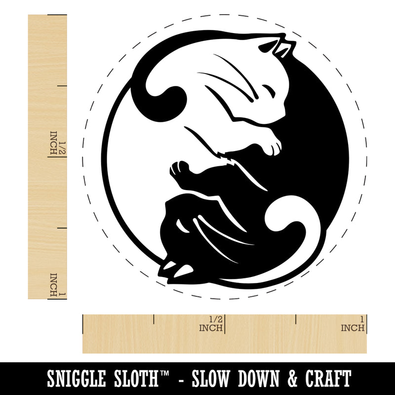 Yin and Yang Cats Curled Up Together Rubber Stamp for Stamping Crafting Planners