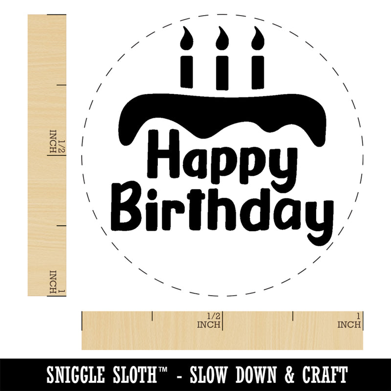Happy Birthday with Cake Rubber Stamp for Stamping Crafting Planners