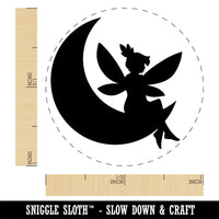 Fairy With Butterfly Wings Sitting on Moon Fantasy Rubber Stamp for Stamping Crafting Planners