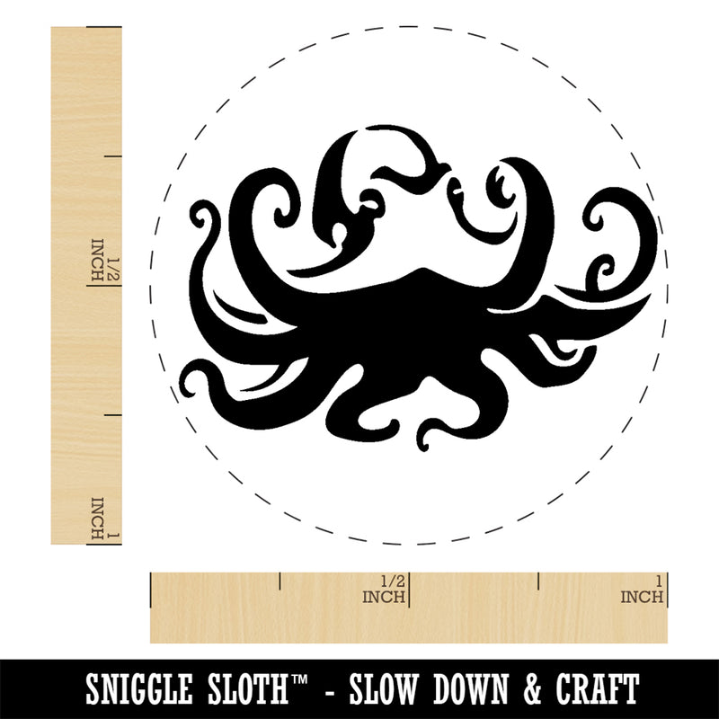 Floating Swimming Octopus with Tentacles Spread Rubber Stamp for Stamping Crafting Planners