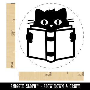 Cat Reading Book Rubber Stamp for Stamping Crafting Planners