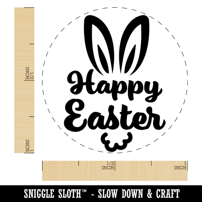 Happy Easter Bunny Rabbit Ears & Tail Rubber Stamp for Stamping Crafting Planners