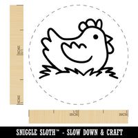 Cartoon Chicken Hen Sitting on Nest Rubber Stamp for Stamping Crafting Planners