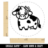 Darling Cow with Flower Rubber Stamp for Stamping Crafting Planners