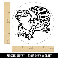 Fat Cute Leopard Gecko Lizard Reptile Rubber Stamp for Stamping Crafting Planners