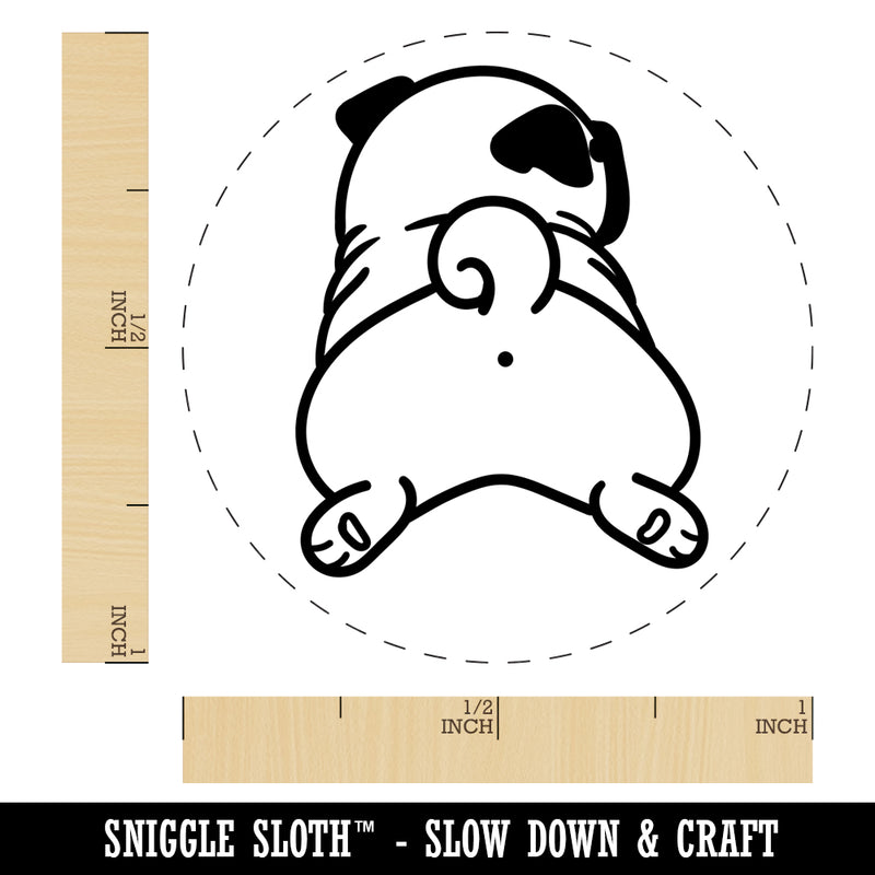 Pug from Behind Butt Dog Rubber Stamp for Stamping Crafting Planners