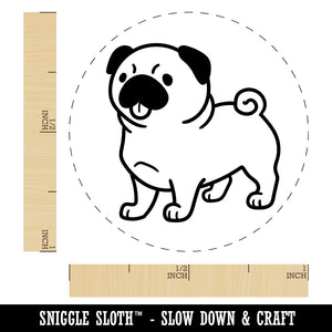 Pug Standing with Tongue Out Dog Rubber Stamp for Stamping Crafting Planners