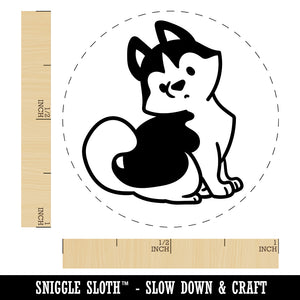 Siberian Husky Sitting Dog Rubber Stamp for Stamping Crafting Planners