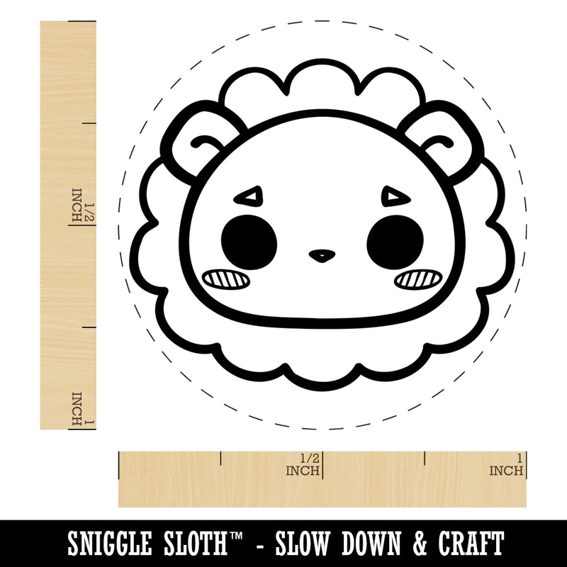 Charming Kawaii Chibi Lion Face Blushing Cheeks Rubber Stamp for Stamping Crafting Planners