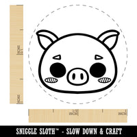 Charming Kawaii Chibi Pig Face Blushing Cheeks Rubber Stamp for Stamping Crafting Planners