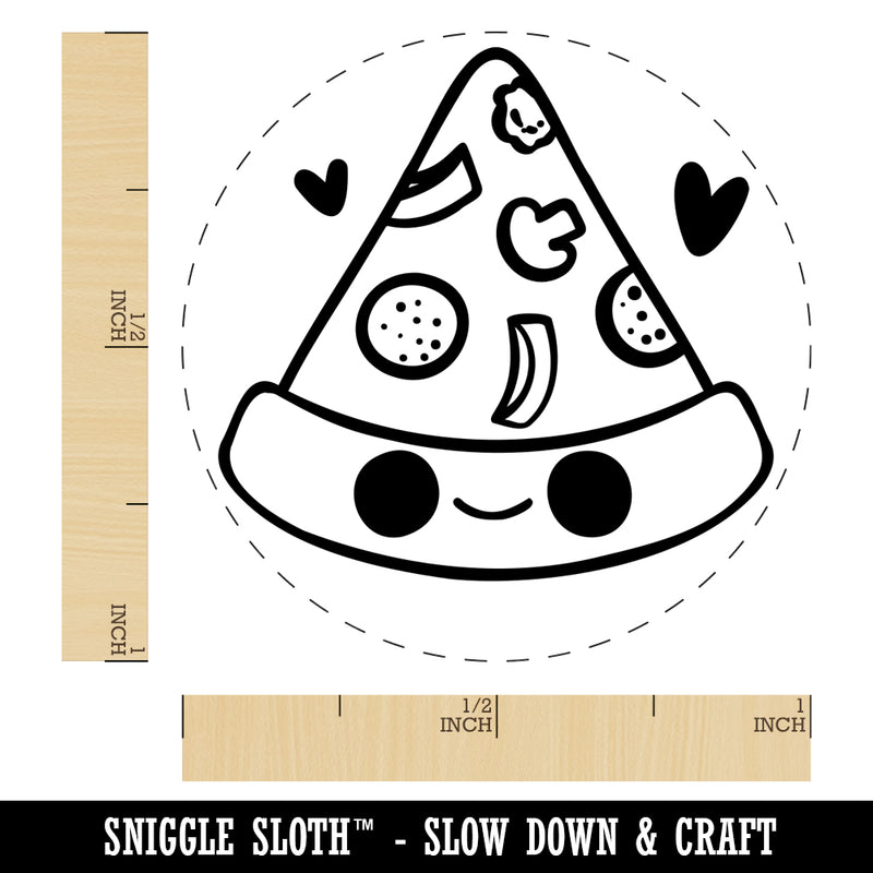 Deliciously Kawaii Chibi Pizza Slice Rubber Stamp for Stamping Crafting Planners