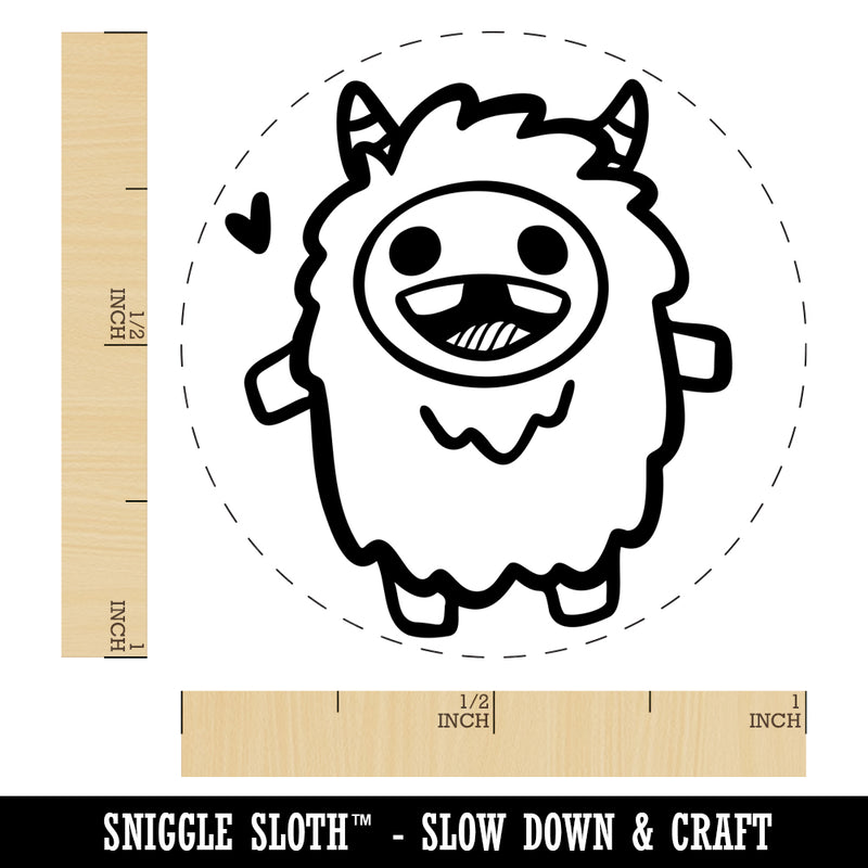 Excited Happy Kawaii Chibi Yeti Rubber Stamp for Stamping Crafting Planners