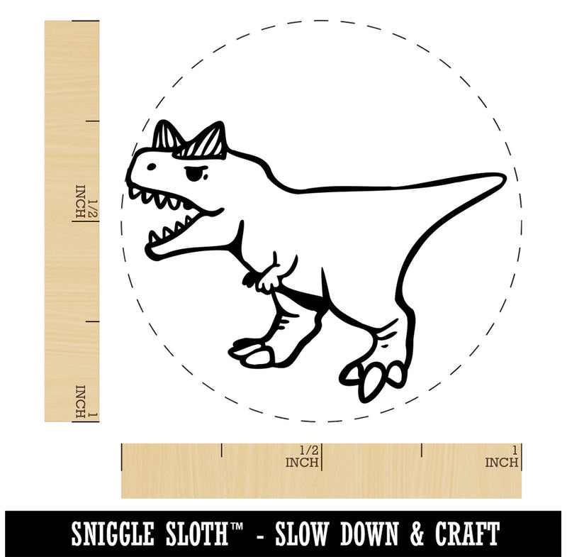 Aggressive Carnotaurus Horned Cretaceous Dinosaur Rubber Stamp for Stamping Crafting Planners