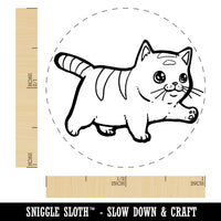 Cute Chubby Munchkin Cat Walking with Conviction Rubber Stamp for Stamping Crafting Planners