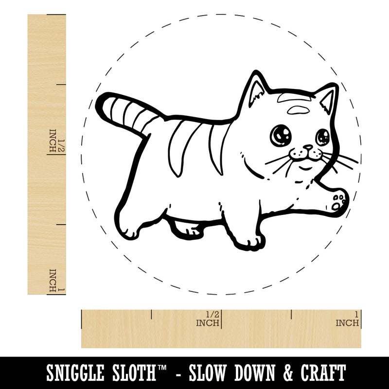 Cute Chubby Munchkin Cat Walking with Conviction Rubber Stamp for Stamping Crafting Planners