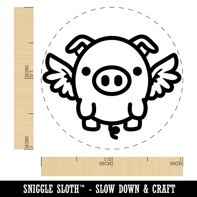 Cute Round Flying Winged Pig Rubber Stamp for Stamping Crafting Planners