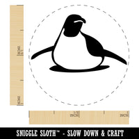 Cute Emperor Penguin Laying or Sliding on Belly Rubber Stamp for Stamping Crafting Planners