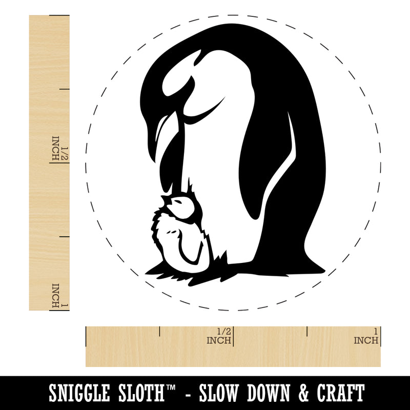 Cute Emperor Penguin Mother with Baby Chick Rubber Stamp for Stamping Crafting Planners