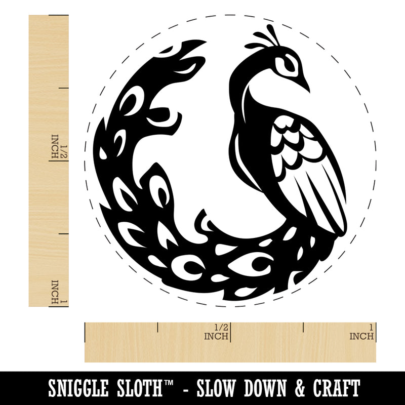 Elegant Sitting Peacock Rubber Stamp for Stamping Crafting Planners